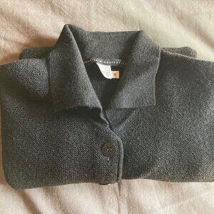 Black Peruvian Connection Alpaca Cardigan Sweater with Collar